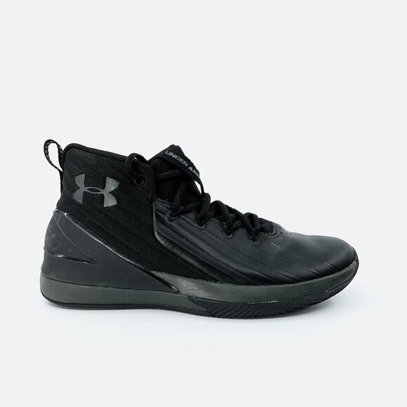Under Armour UA Lockdown 3 Shoes Mens 7.5 Black Mid Top Basketball - Picture 1 of 13